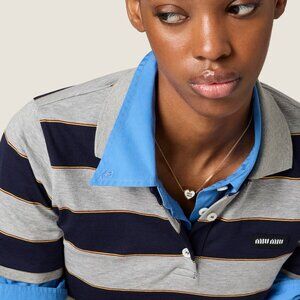 Miu Miu Heart Shaped Metal Necklace White/Gold